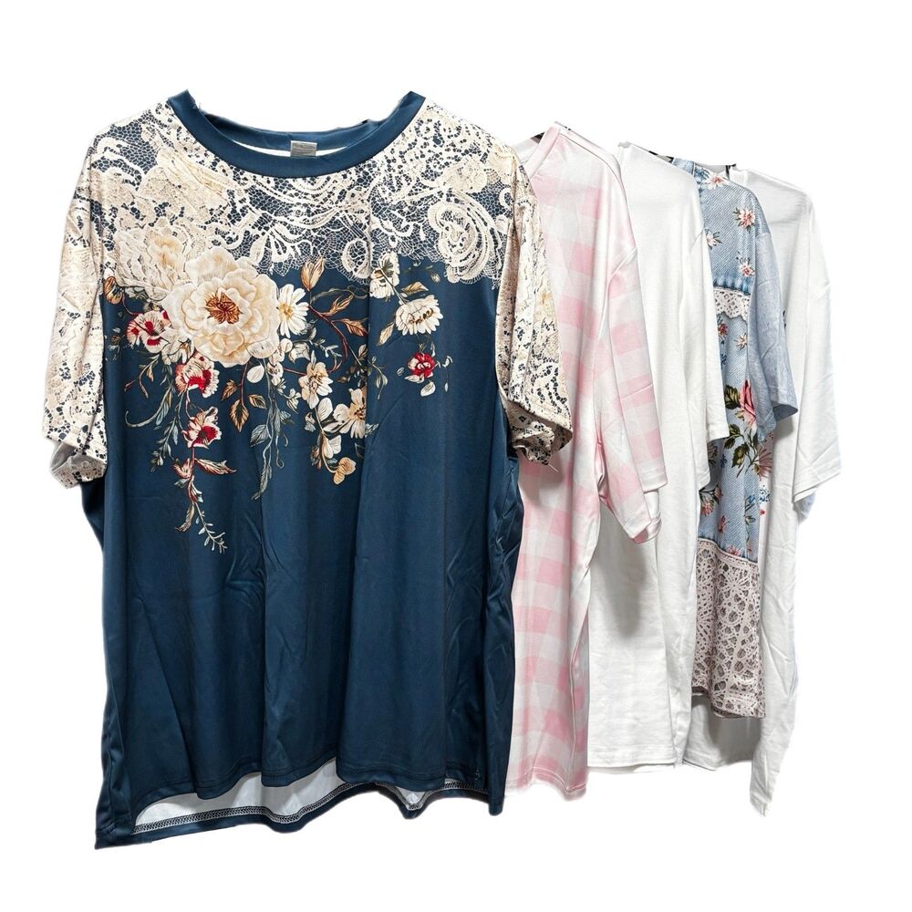 Womens Cottage Casual Summer Top Lot Size 5X 5 Piece Floral Comfort Stretch